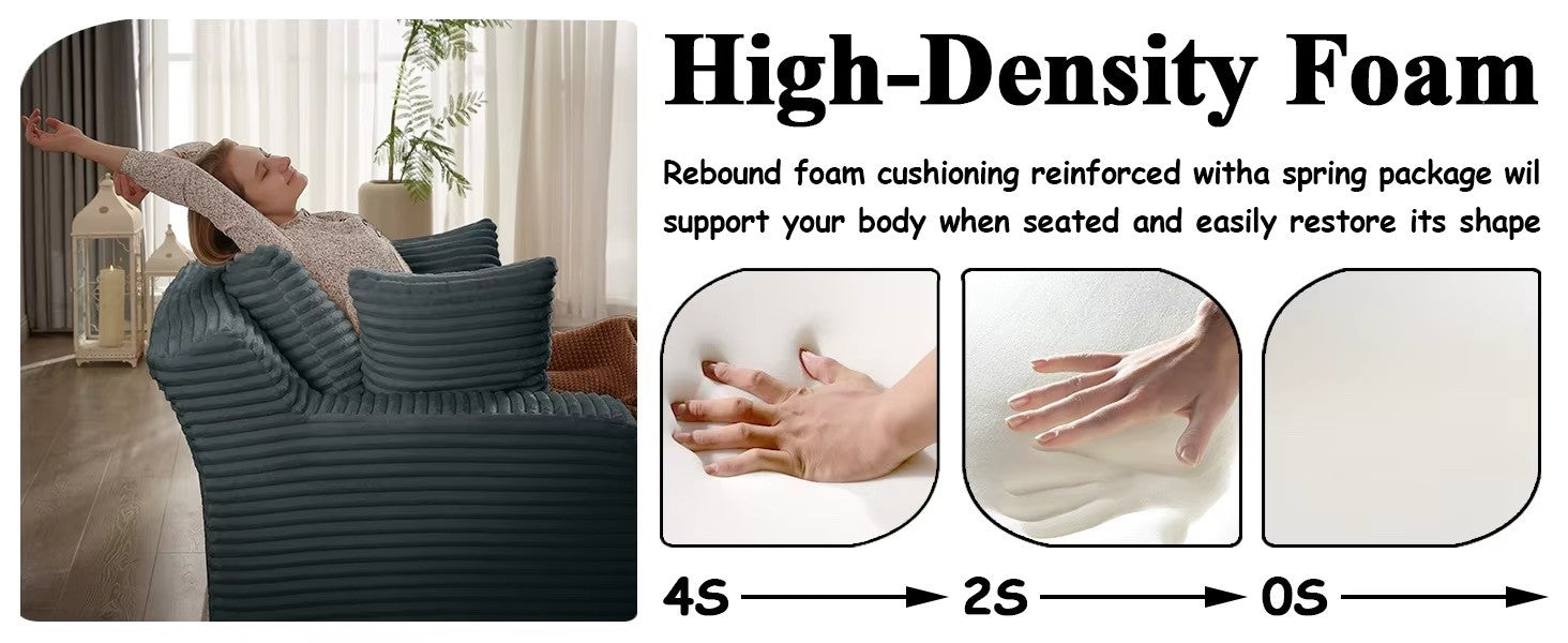 Oversized Chaise Lounge Chair with 3 Comfy Pillows for Living Room Bedroom