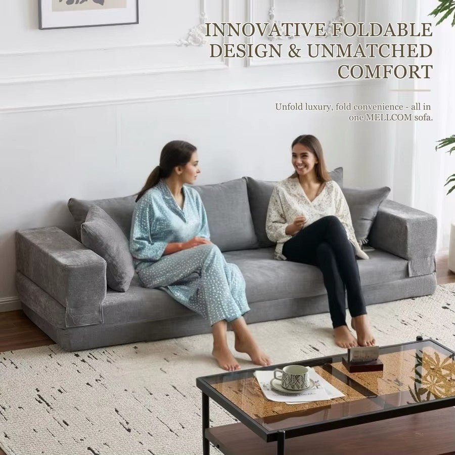 Convertible Folding Sofa Bed Queen, Sleeper Sofa Couch with Armrest and Pillows