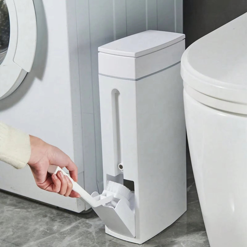 Bathroom Trash Can and Toilet Brush Combo, Space Saver for Bathroom