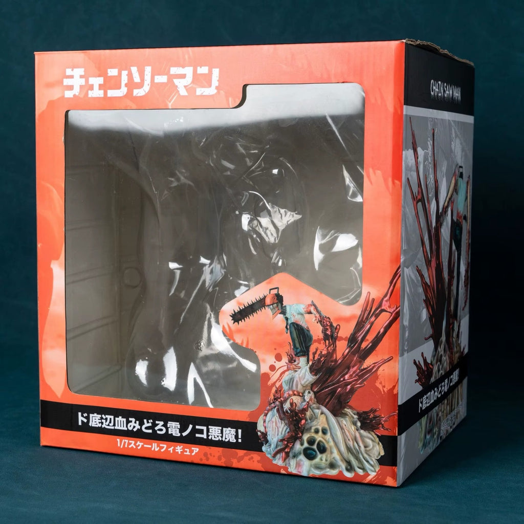 Large 29cm Chainsaw Man Denji Pochita Battle Scene Anime Figure Model Statue