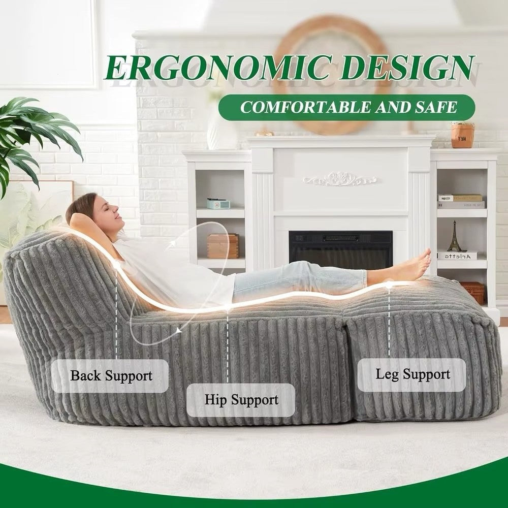 Comfortable Grey Striped Memory Foam Lounge Chair for Living Room and Bedroom