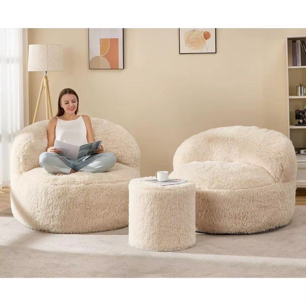 Large, Fluffy Adult Lounge Chair with Foam Filling - Luxury Furniture