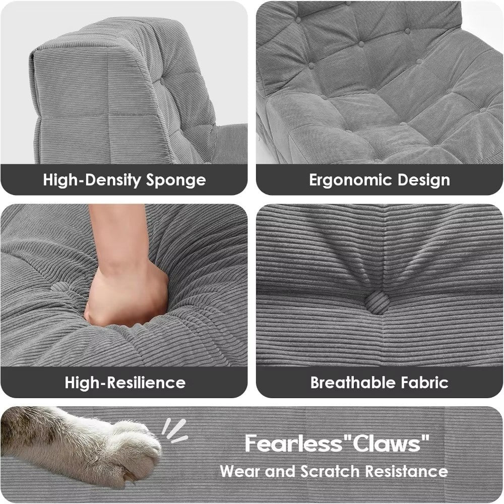 High-Density Memory Foam Lounge Chair for Adults with Ottoman