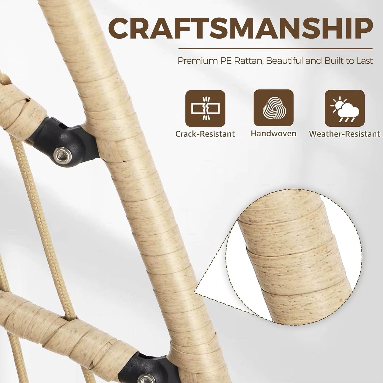 Outdoor Egg Chair with Stand, Indoor Wicker Hanging Egg Swing Chair with Cushion