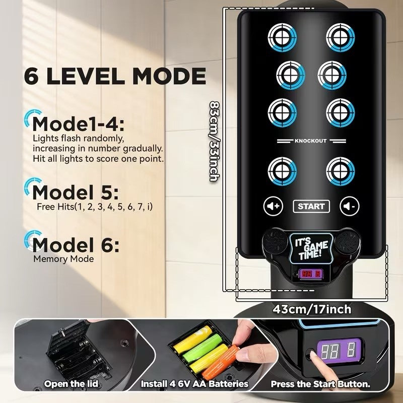 Smart Ai Punching Bag + Stand 8-Key Music Pad | 6 Challenge Modes Battery Power