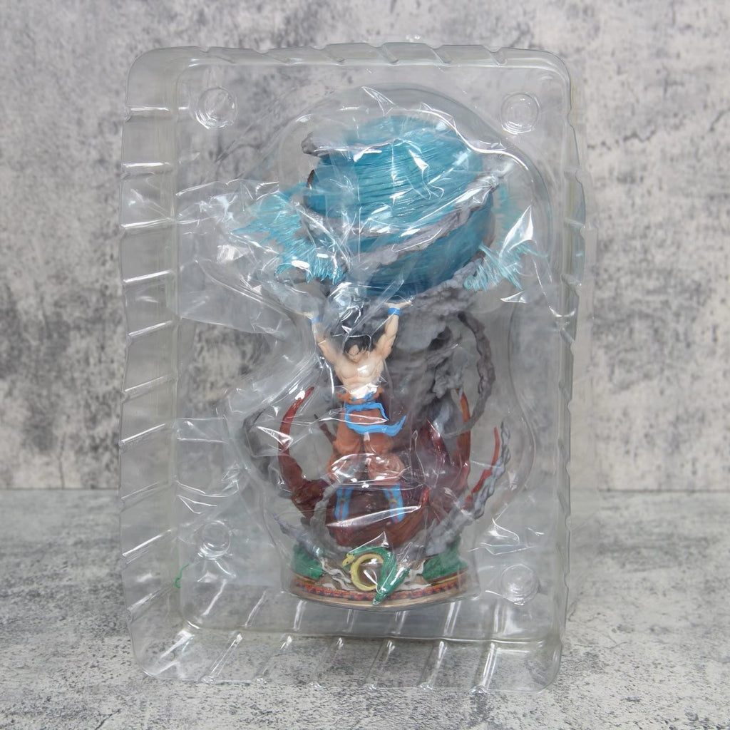 23cm Dragon Ball Goku Super Saiyan Spirit Bomb Action Figure Statue Glow Up