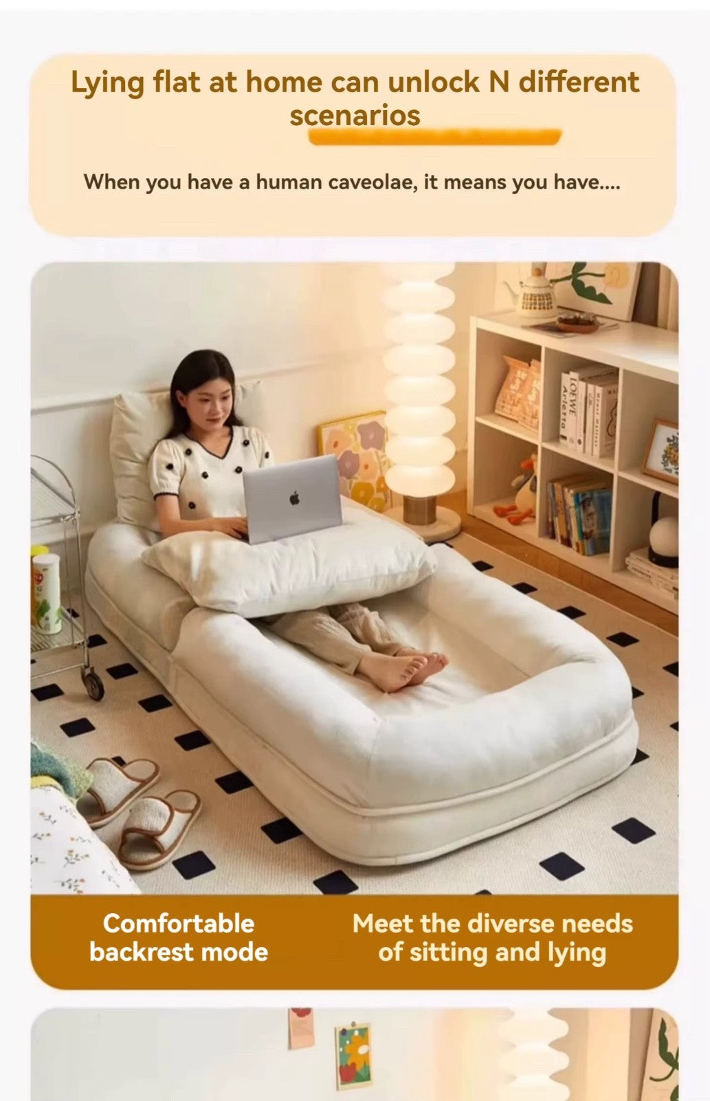 Foldable Lazy sofa, can lie down and sleep, Made for Living Room and Bedroom