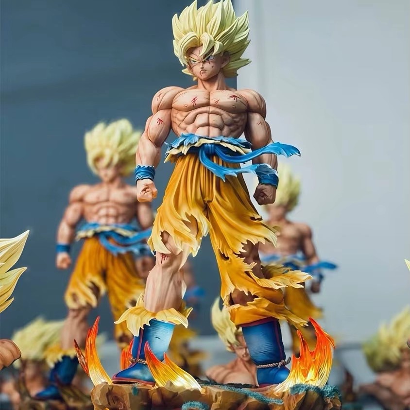 34 cm Dragon Ball Z Super Saiyan Son Goku Action Figure With Replaceable Heads