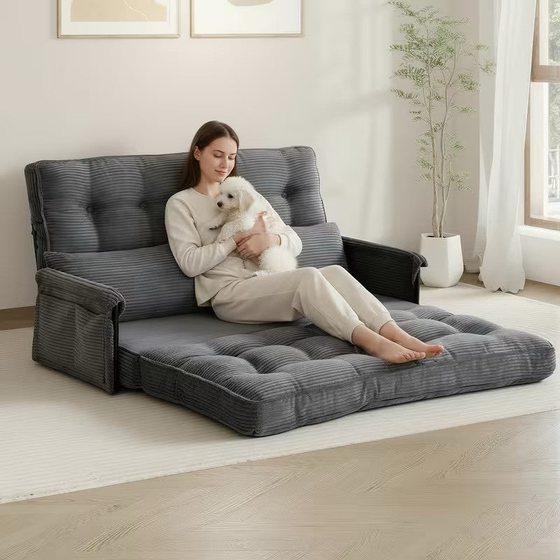 Modern Convertible Sofa Bed with Memory Foam Corduroy Fabric With Metal Frame