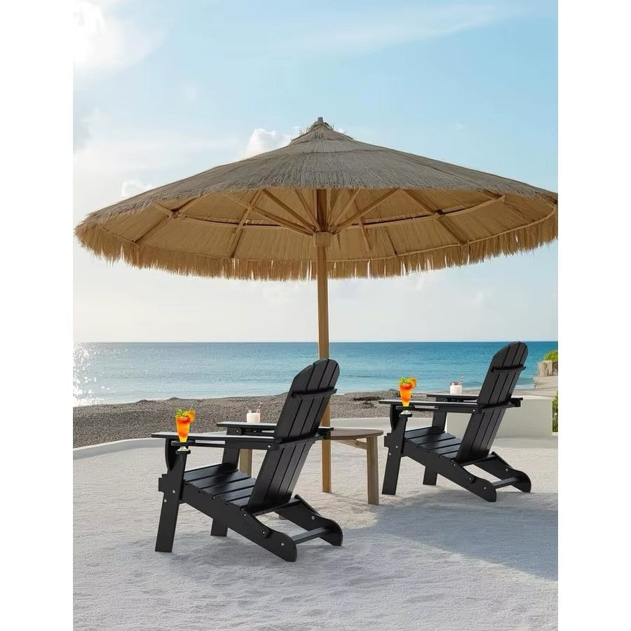Folding Adirondack Chair, with 2 Cup Holders, Weather Resistant HDPE