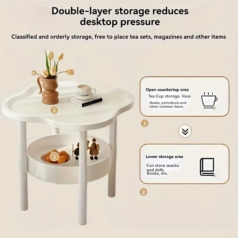 Stylish,  Lightweight, Modern Round Side Table/Nightstand with Storage Shelf |