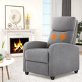 JHK Recliner Chair Massage Sofa Fabric Adjustable Lumbar Support Grey
