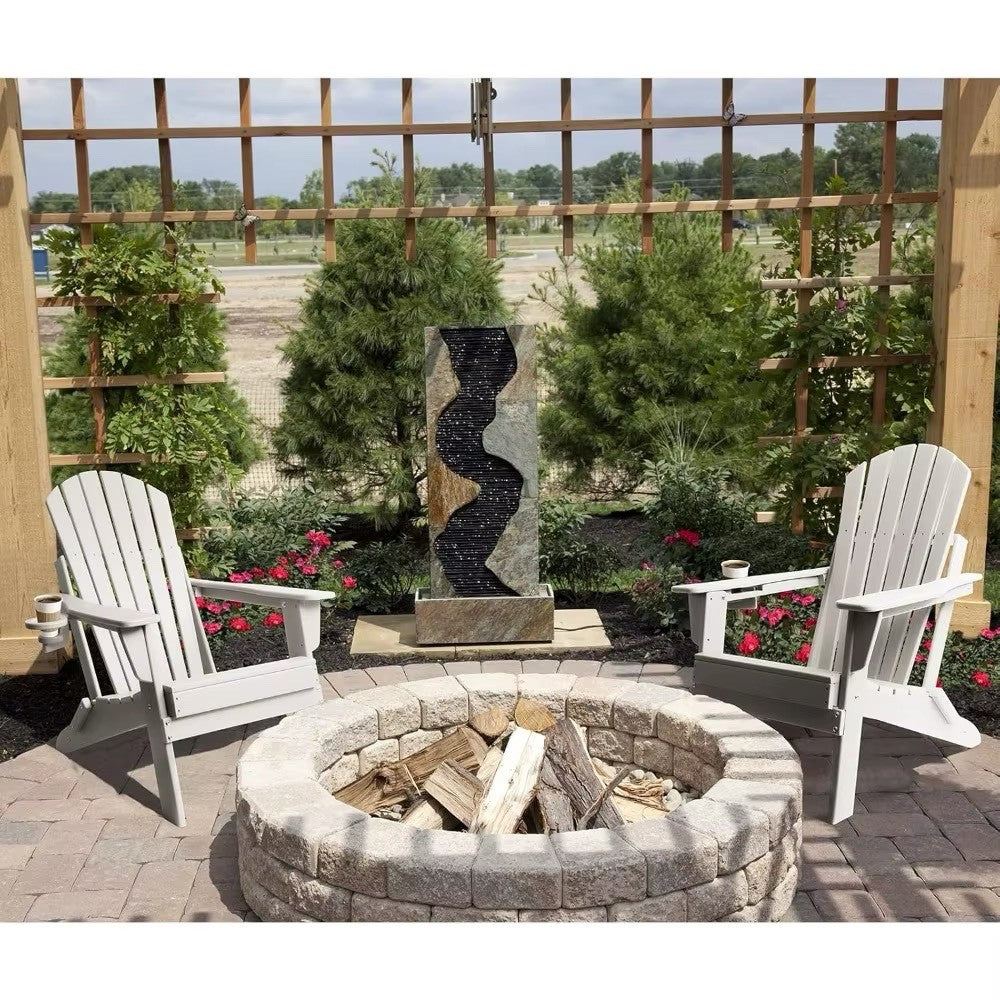 Folding Adirondack Chair, All Weather HDPE Outside Patio Chairs with Cup Holder