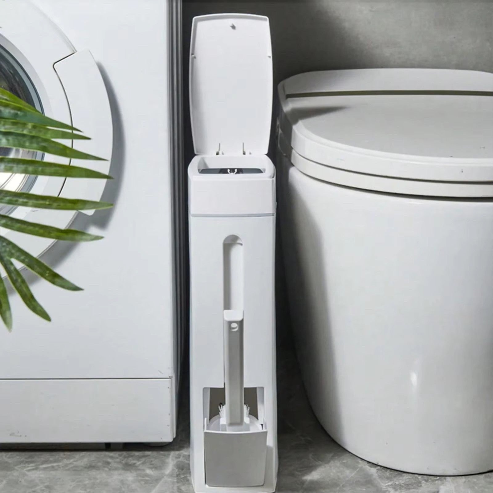 Bathroom Trash Can and Toilet Brush Combo, Space Saver for Bathroom