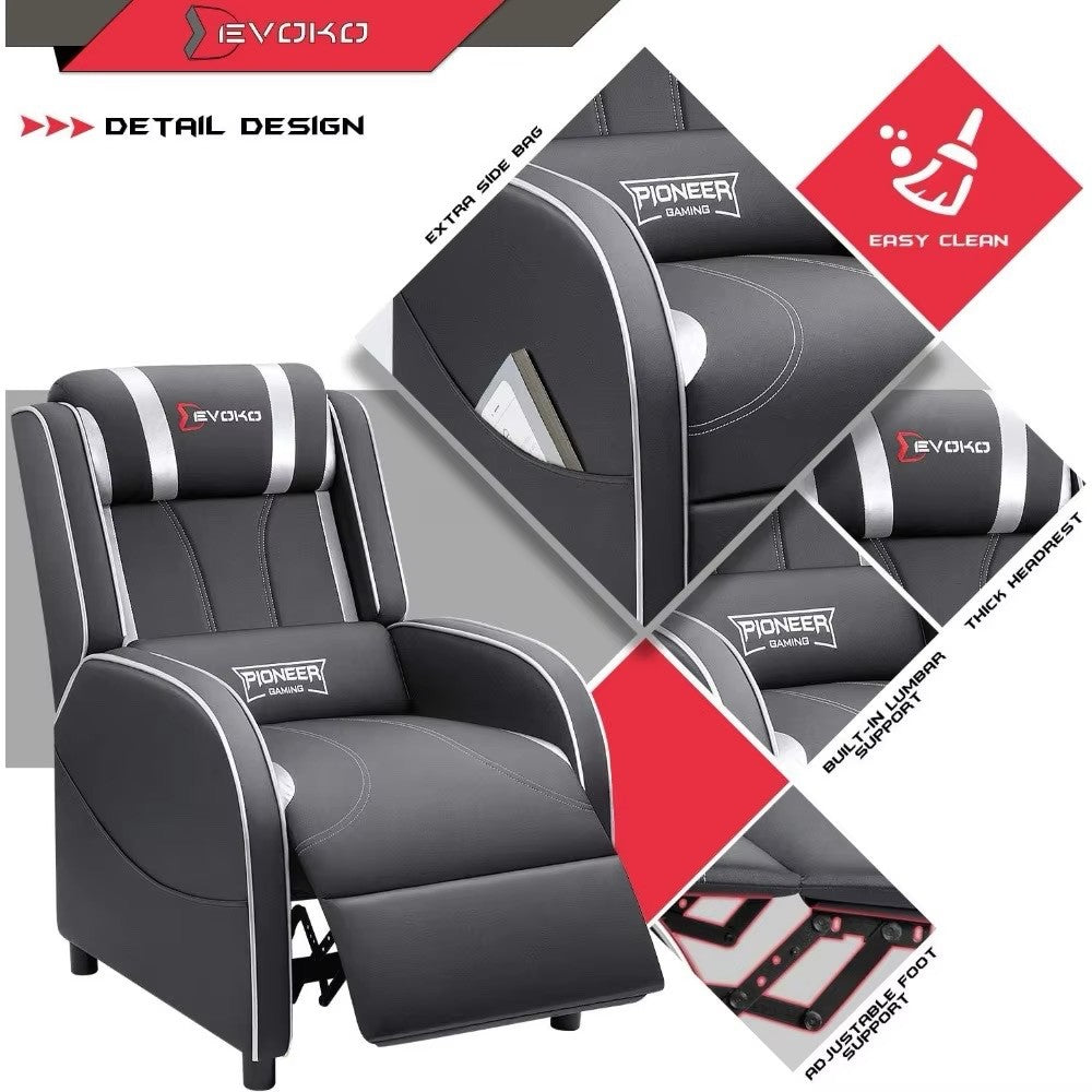 Modern PU Leather Gaming Recliner for Home Theater, Single Sofa Recliner Chair