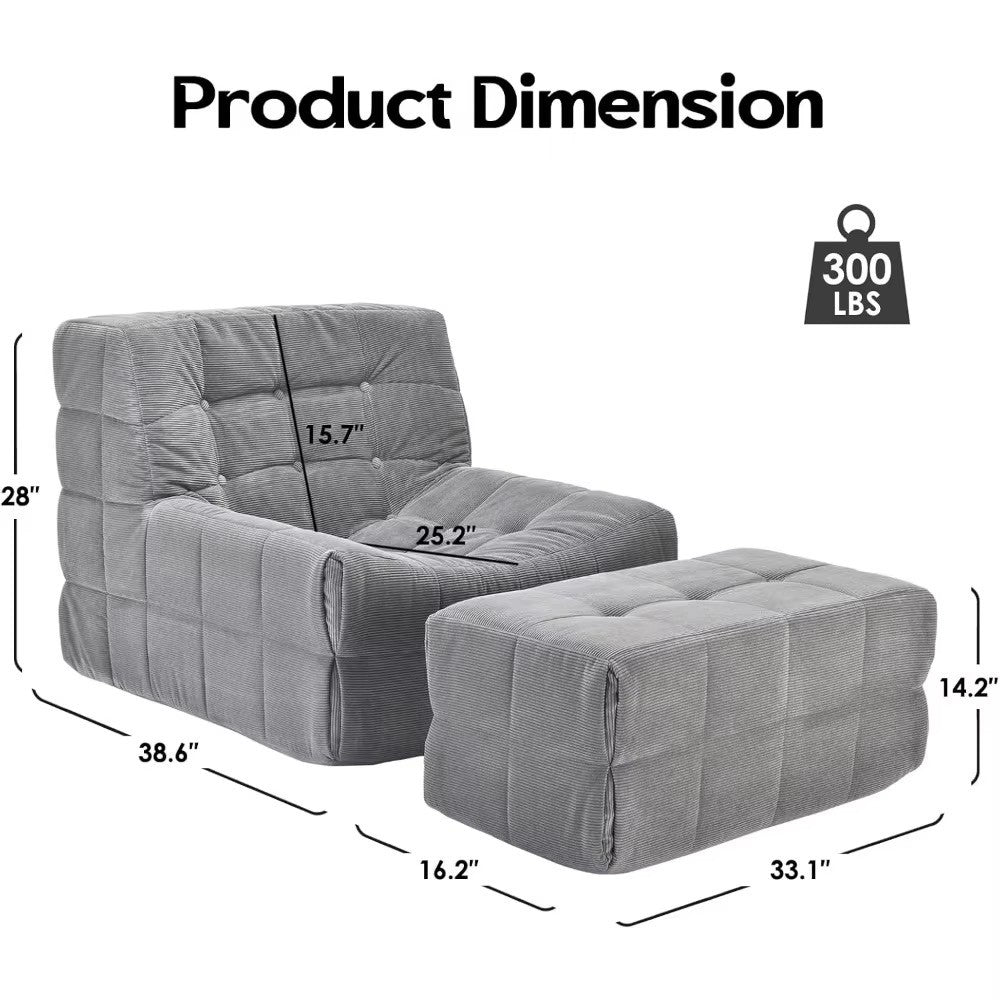 High-Density Memory Foam Lounge Chair for Adults with Ottoman