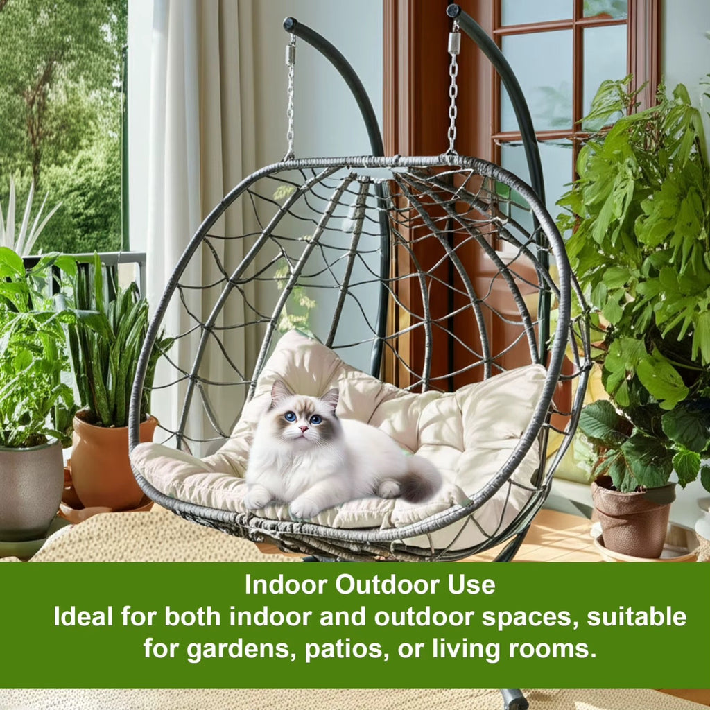 NEW Egg Swing Chair with Stand Cushion Strong Load Bearing 2 Person Hanging Wick