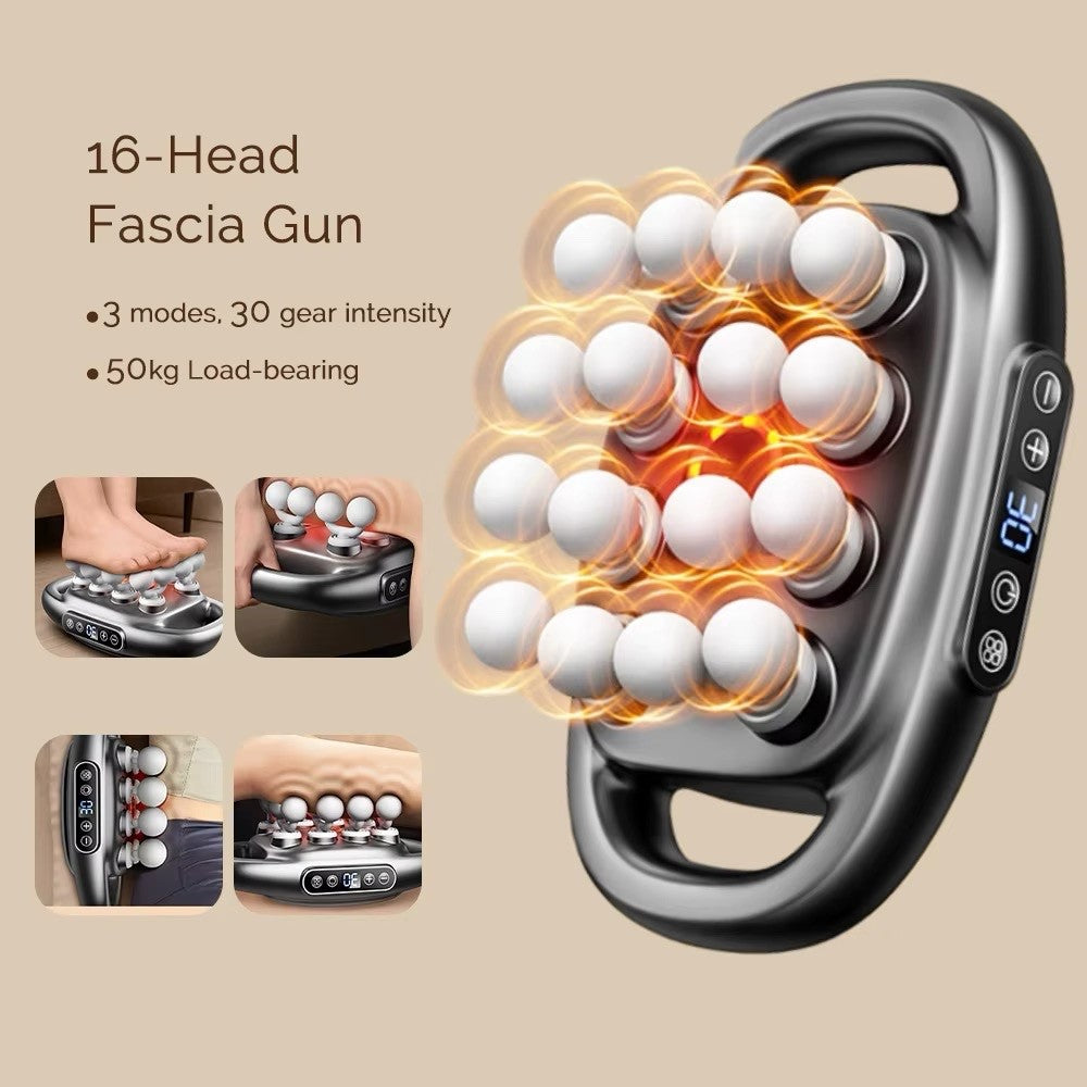 Full Body 16-Head Fascia Gun High-Frequency Vibration Body Massage Gun