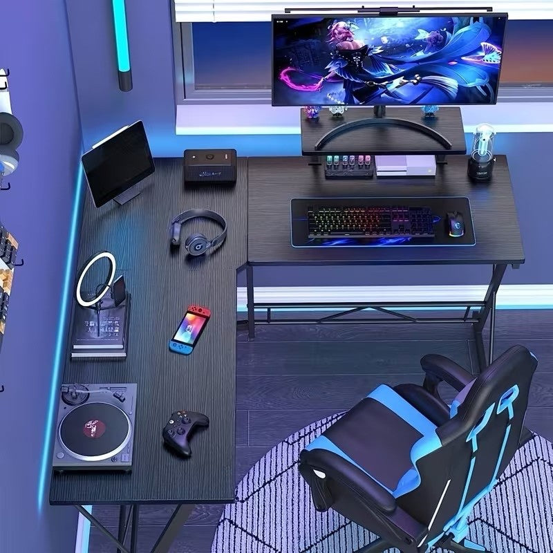 Mr IRONSTONE 51 Inch L-Shaped Gaming Desk with Display Stand-like Top