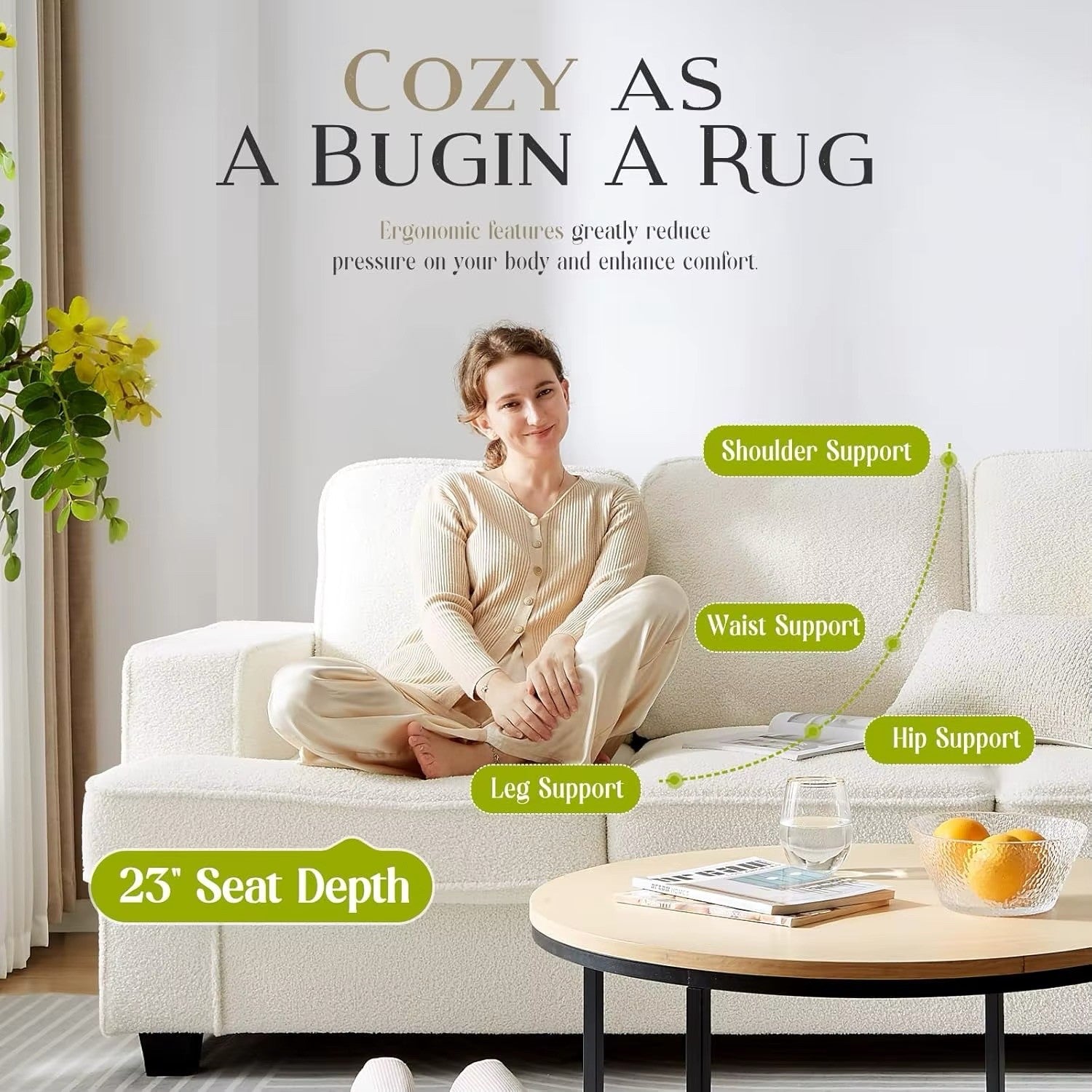 [Limited Stock!]Couches for Living Room, 85” Cloud Couch in Soft Teddy Fleece