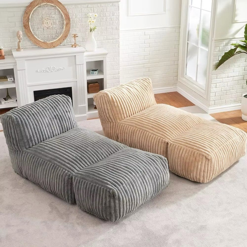 Comfortable Grey Striped Memory Foam Lounge Chair for Living Room and Bedroom