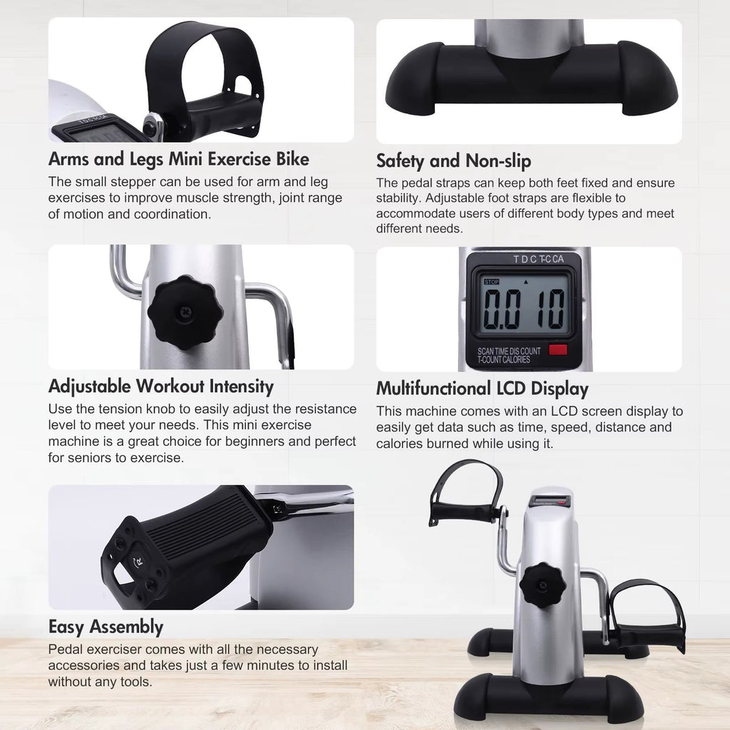 Pedal Exercise Bike Portable Fitness Cycling Exerciser Under Desk Bicycle Traine