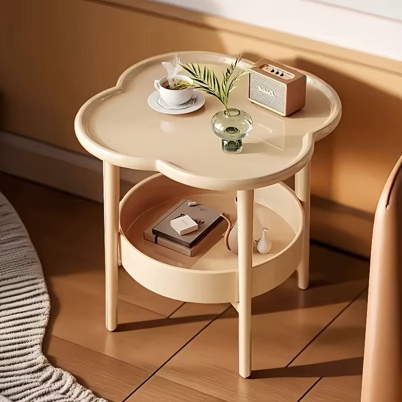 Stylish,  Lightweight, Modern Round Side Table/Nightstand with Storage Shelf |