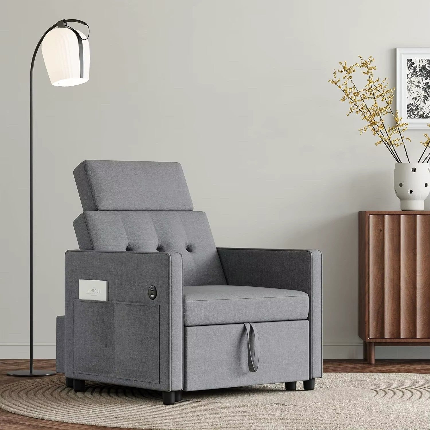 Sleeper Sofa Bed Chair, Convertible Sofa Chair 3 in 1, Pull Out Bed 