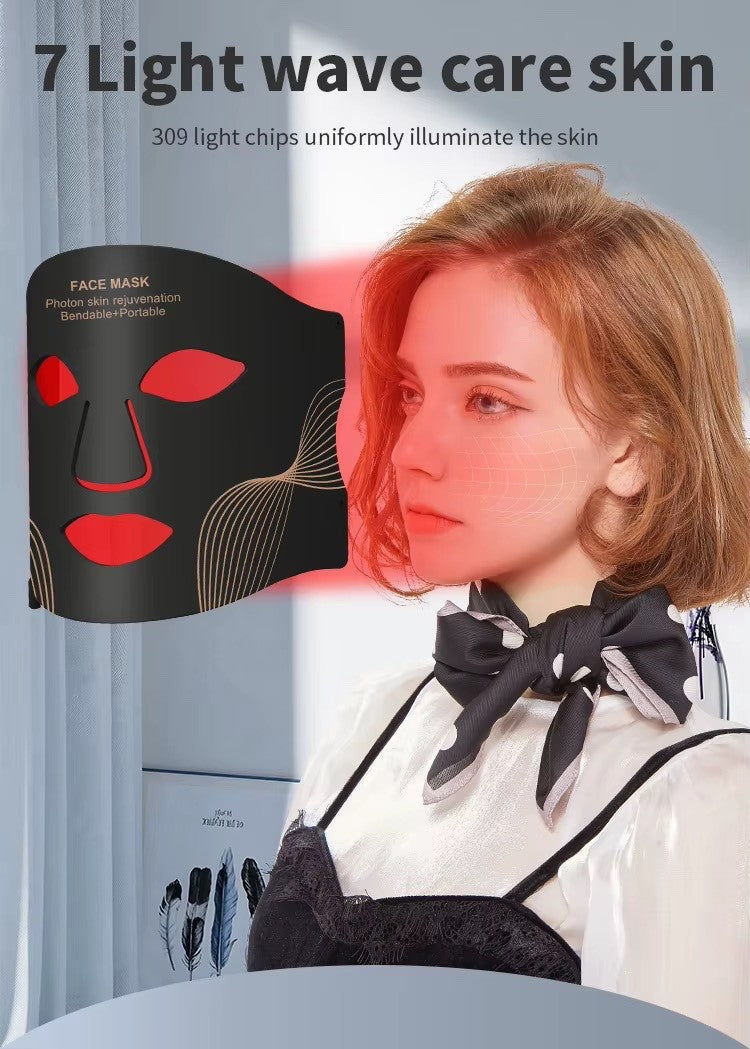 7 Color LED Face Mask with Neck Red Light Therapy for Anti-Aging and Wrinkles