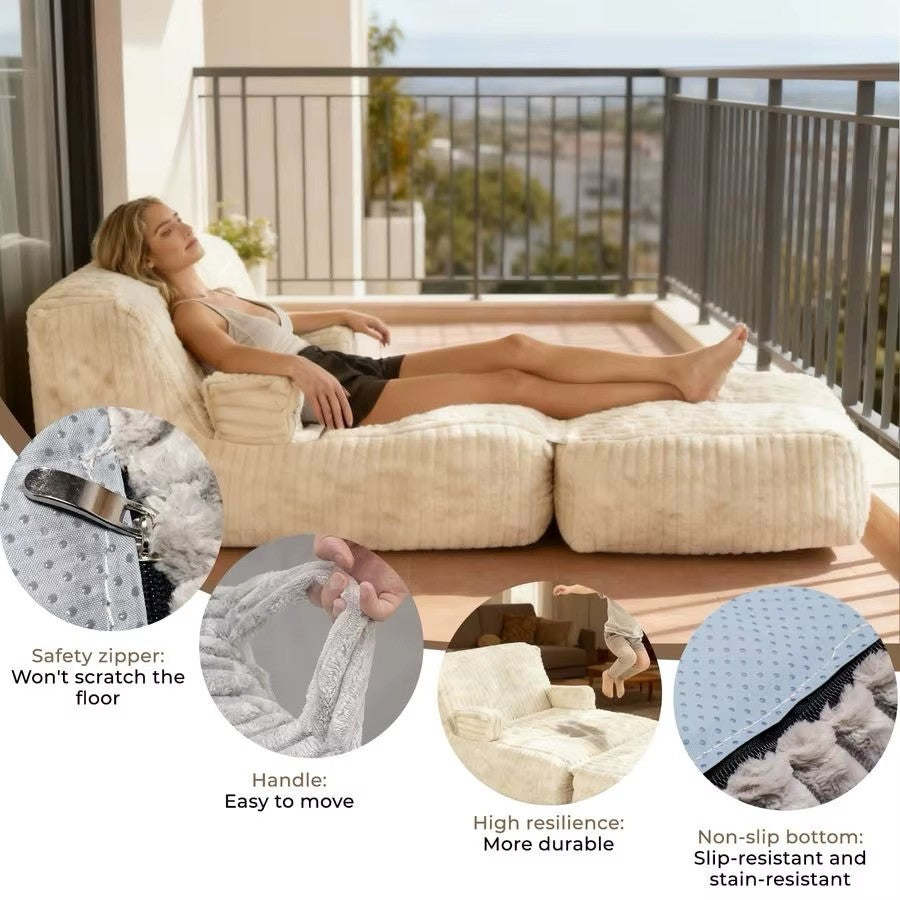 Large Memory Foam Lounge Chair with Armrests, Soft Faux Fur Fabric