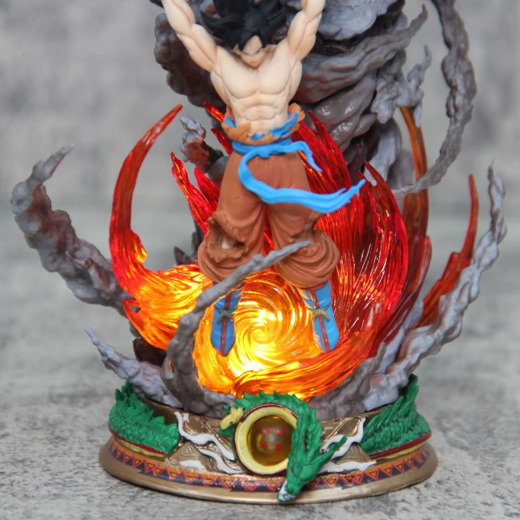 23cm Dragon Ball Goku Super Saiyan Spirit Bomb Action Figure Statue Glow Up
