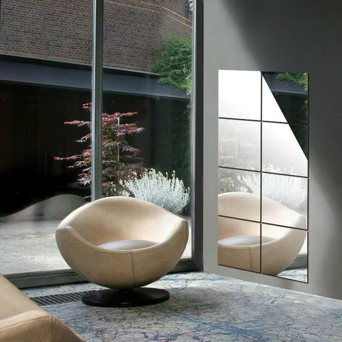 16PC 15CM Shatterproof Square Mirrors, Self-adhesive Acrylic Tile Mosaic