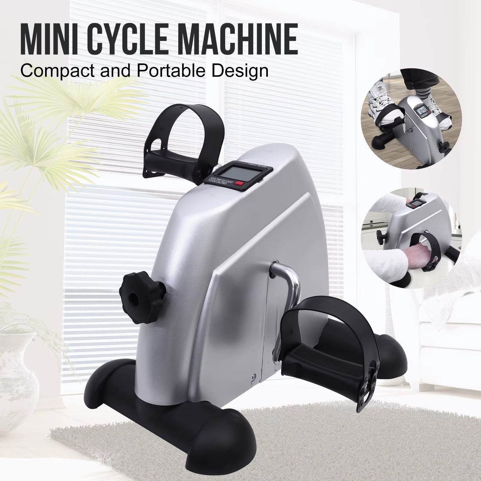 Pedal Exercise Bike Portable Fitness Cycling Exerciser Under Desk Bicycle Traine