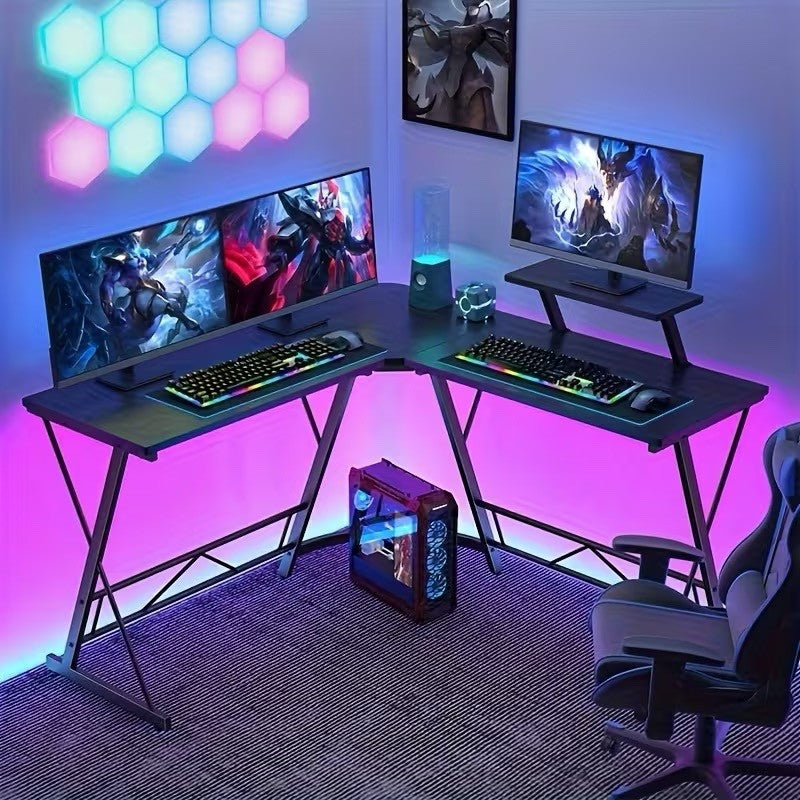 Mr IRONSTONE 51 Inch L-Shaped Gaming Desk with Display Stand-like Top