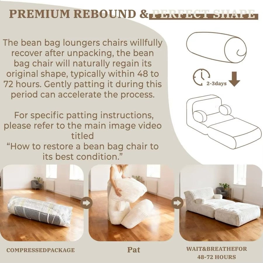 Large Memory Foam Lounge Chair with Armrests, Soft Faux Fur Fabric