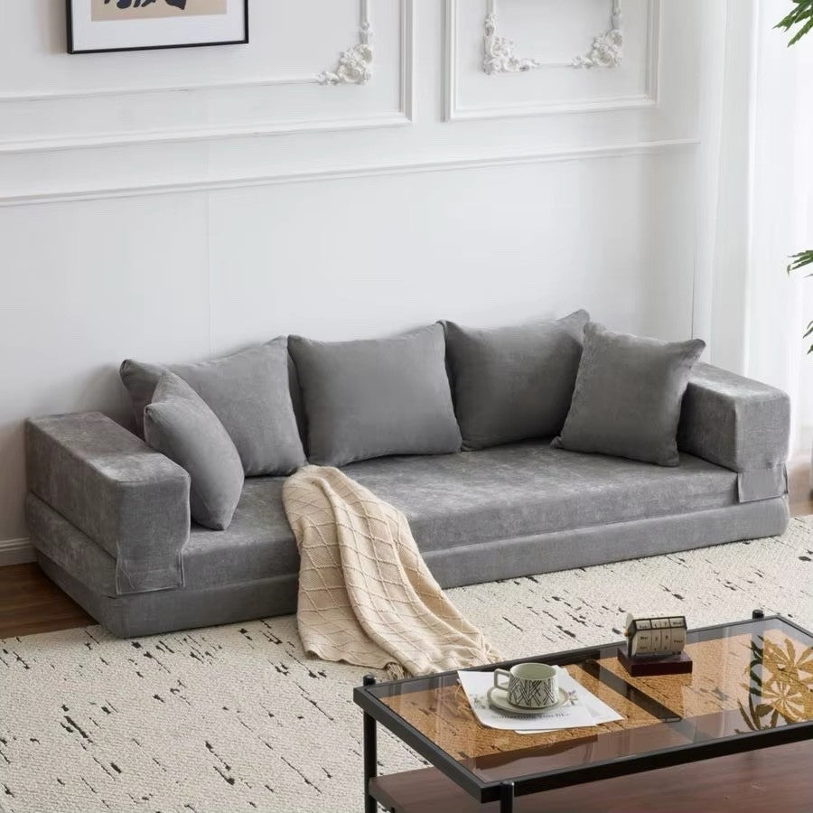 Convertible Folding Sofa Bed Queen, Sleeper Sofa Couch with Armrest and Pillows