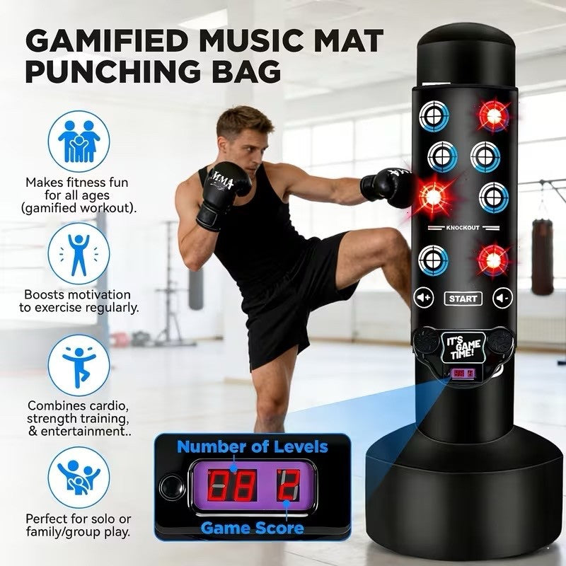Smart Ai Punching Bag + Stand 8-Key Music Pad | 6 Challenge Modes Battery Power