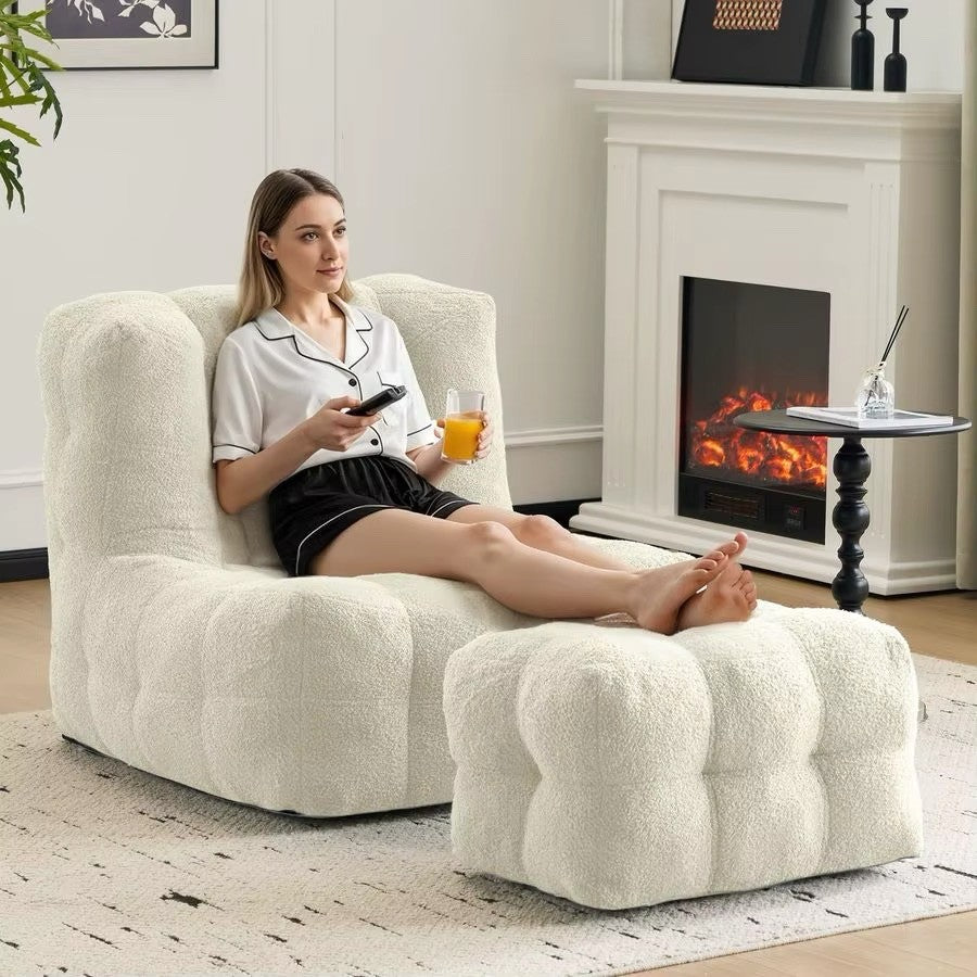 Chaise Lounge with Ottoman-Lazy Sofa with Memory Foam Filled for Living Room