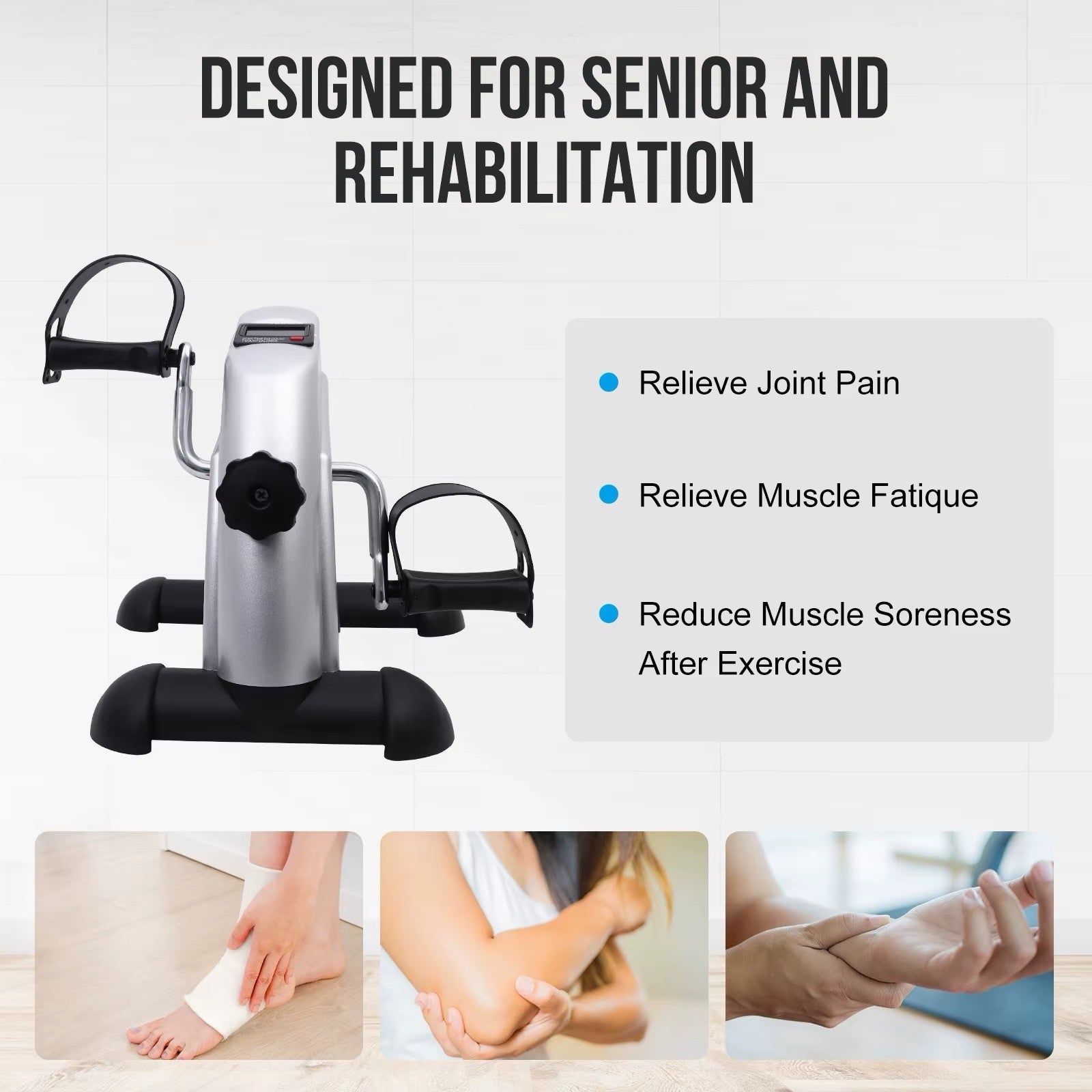 Pedal Exercise Bike Portable Fitness Cycling Exerciser Under Desk Bicycle Traine