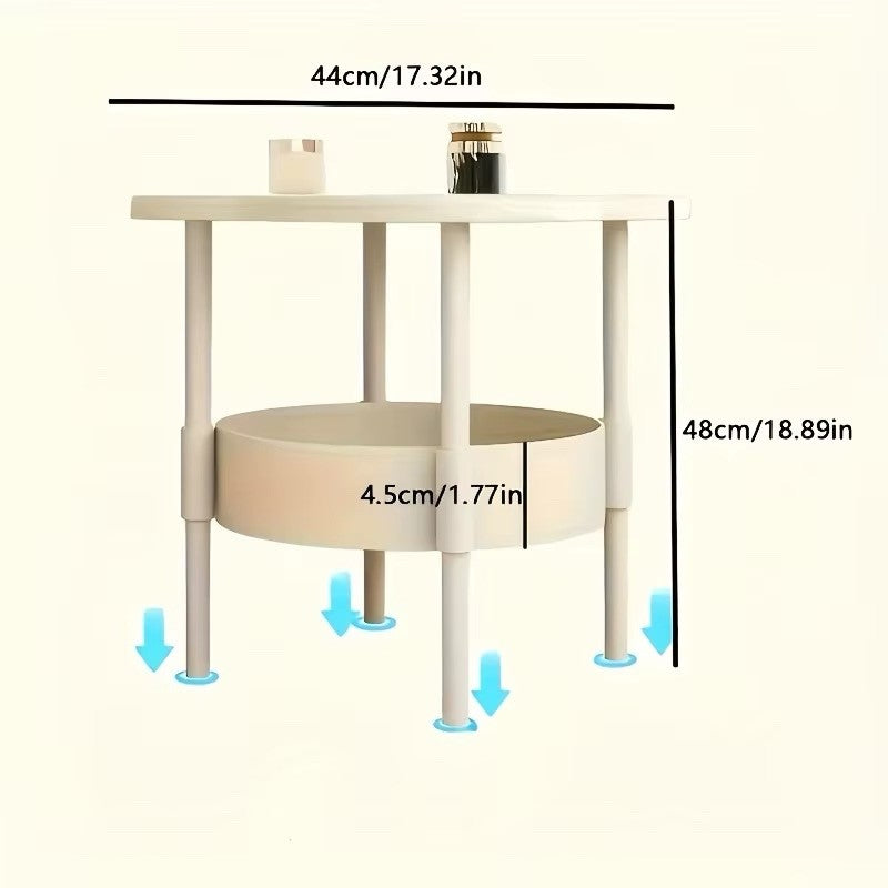 Stylish,  Lightweight, Modern Round Side Table/Nightstand with Storage Shelf |