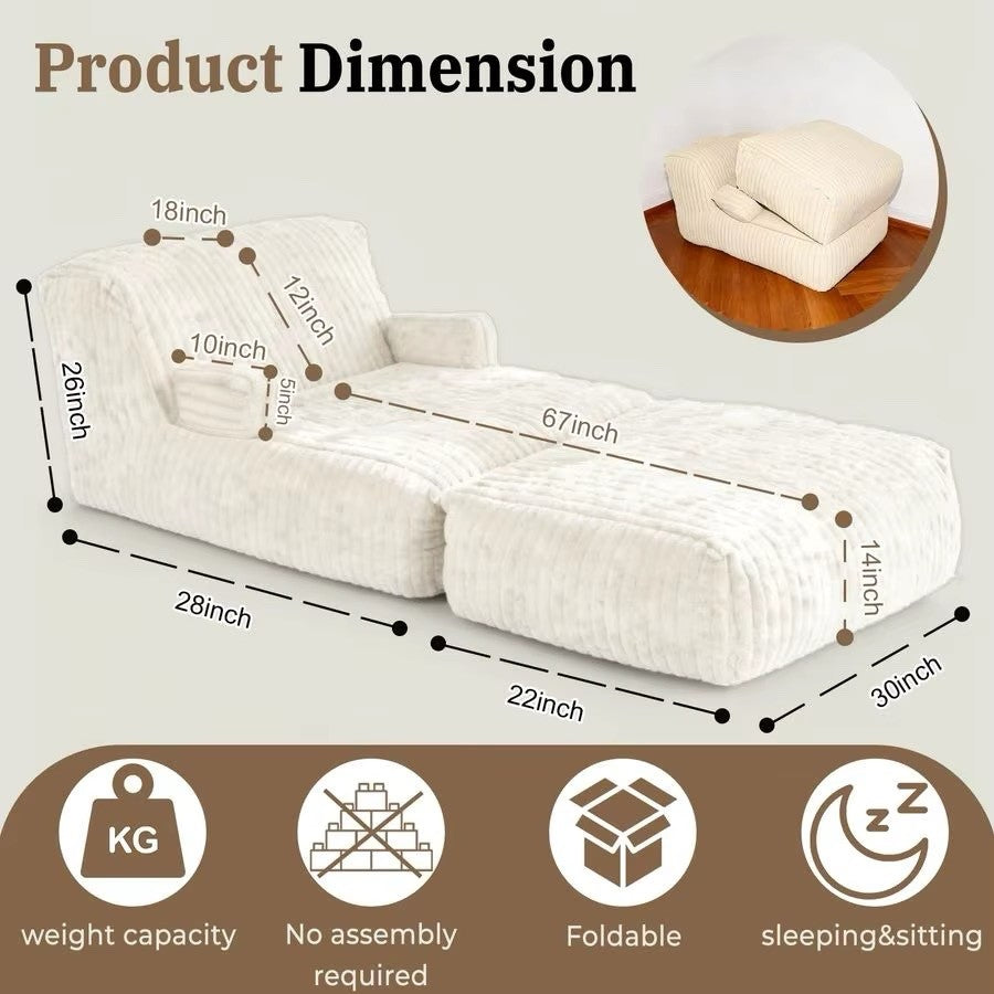 Large Memory Foam Lounge Chair with Armrests, Soft Faux Fur Fabric