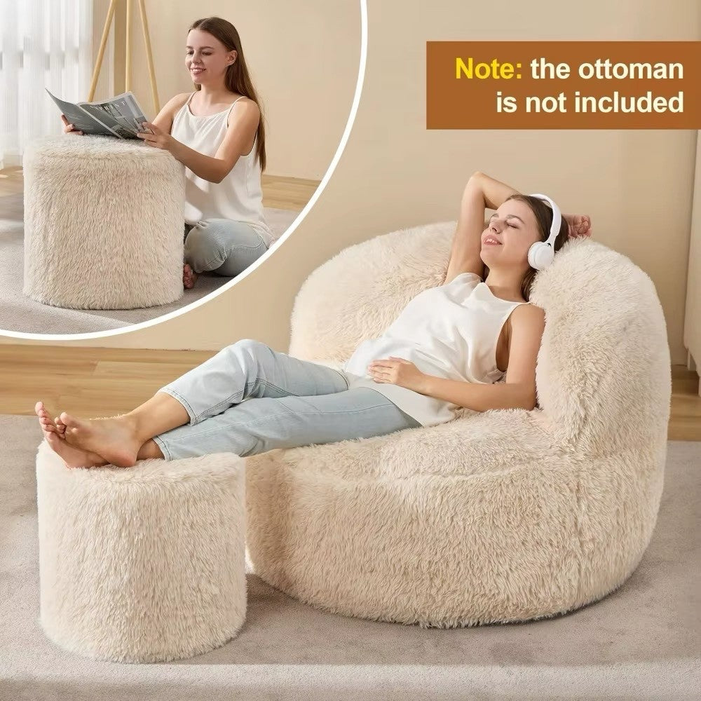 Large, Fluffy Adult Lounge Chair with Foam Filling - Luxury Furniture
