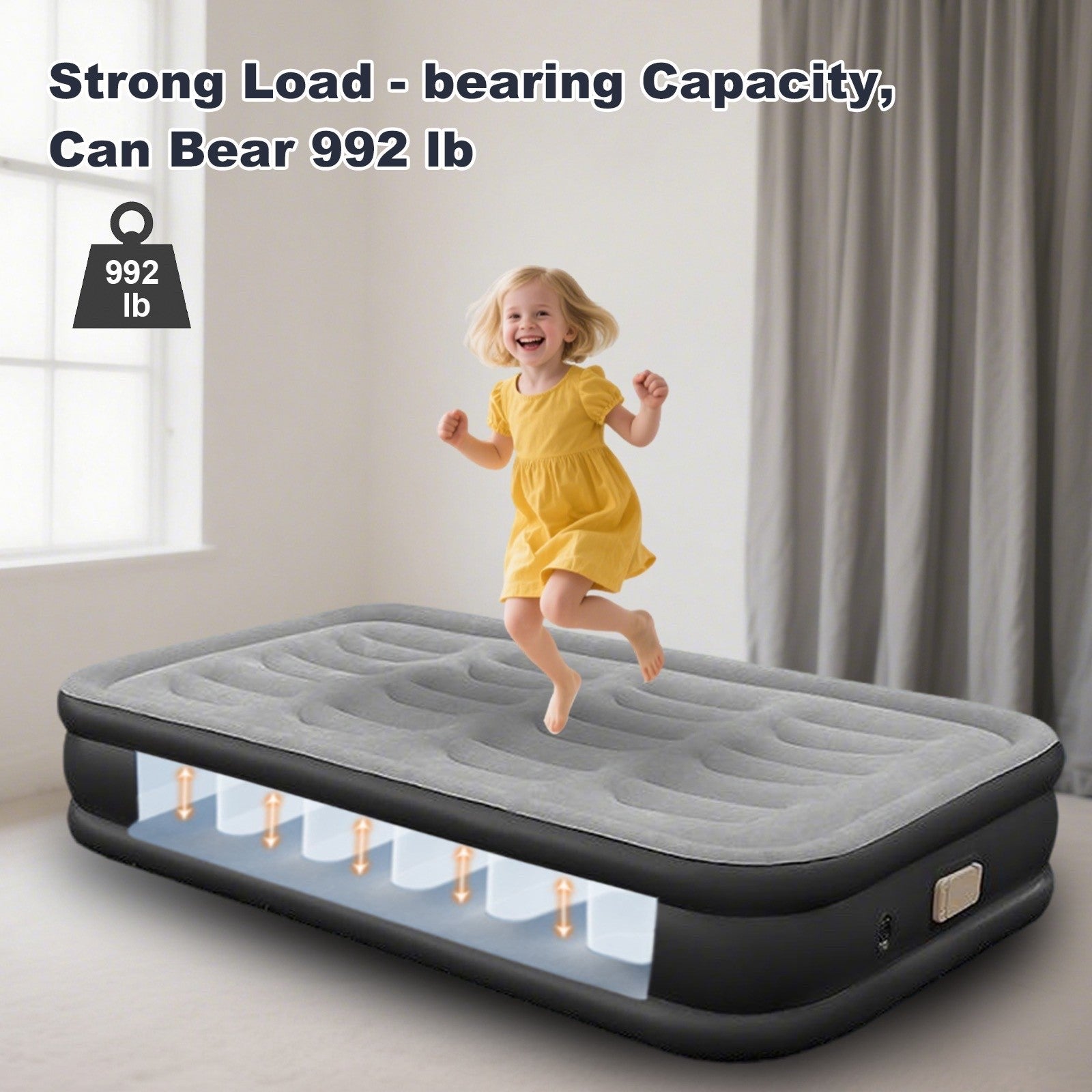 Extra Large 79" Inflatable Bed Home Thick Outdoor Mattress With Electric pump