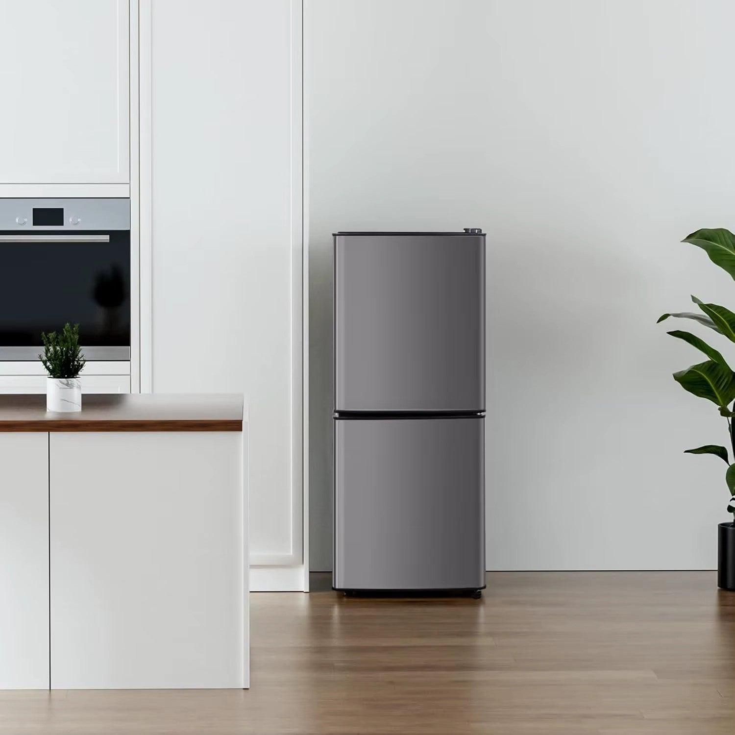 4.2 Cu Ft Mini Fridge for Bedroom, 2 Door Small Fridge, 7 Level Thermostat, LED