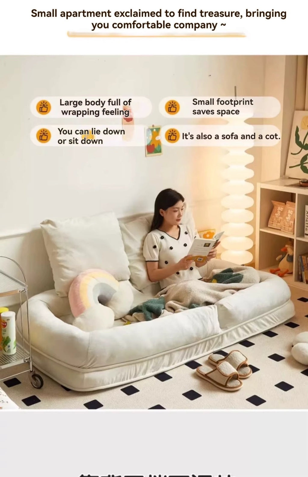 Foldable Lazy sofa, can lie down and sleep, Made for Living Room and Bedroom