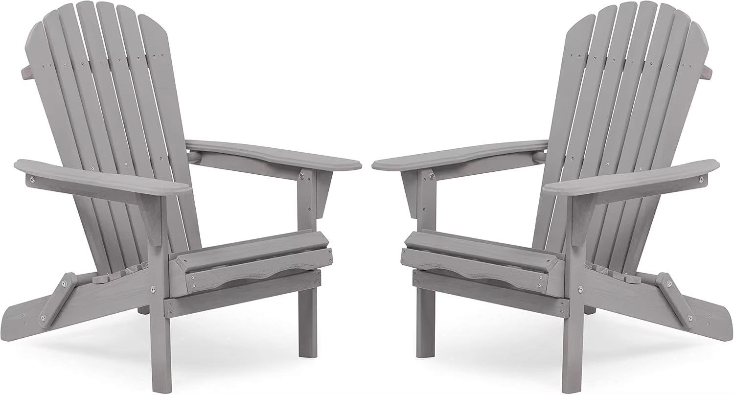 Folding Adirondack Chair Set of 2, Pre-Assembled BackRest for Outdoor Patio
