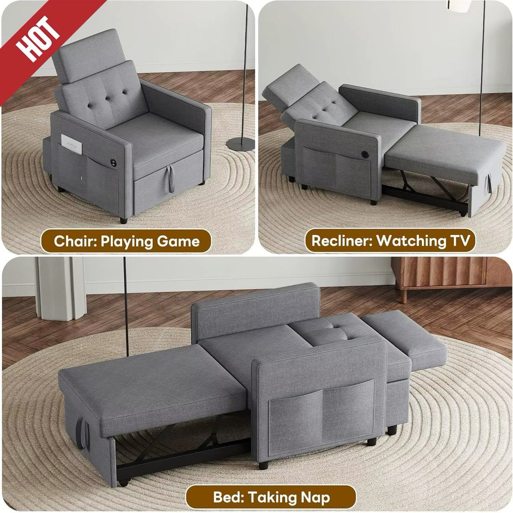 Sleeper Sofa Bed Chair, Convertible Sofa Chair 3 in 1, Pull Out Bed 