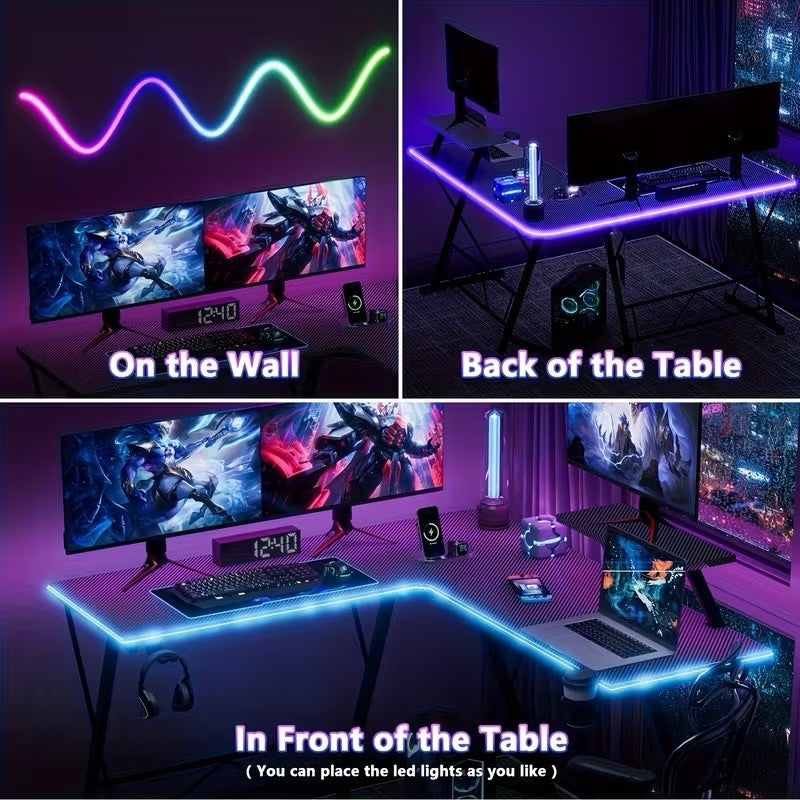 Mr IRONSTONE 51 Inch L-Shaped Gaming Desk with Display Stand-like Top