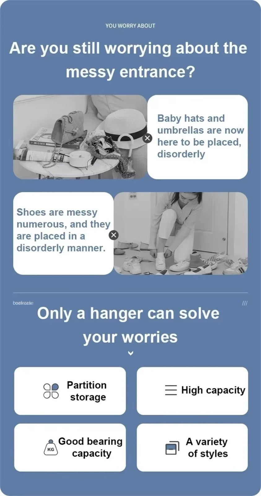 5-Tier Multi-Purpose Storage Rack with 8 Hooks, Hats, Coats, and Shoes (White)