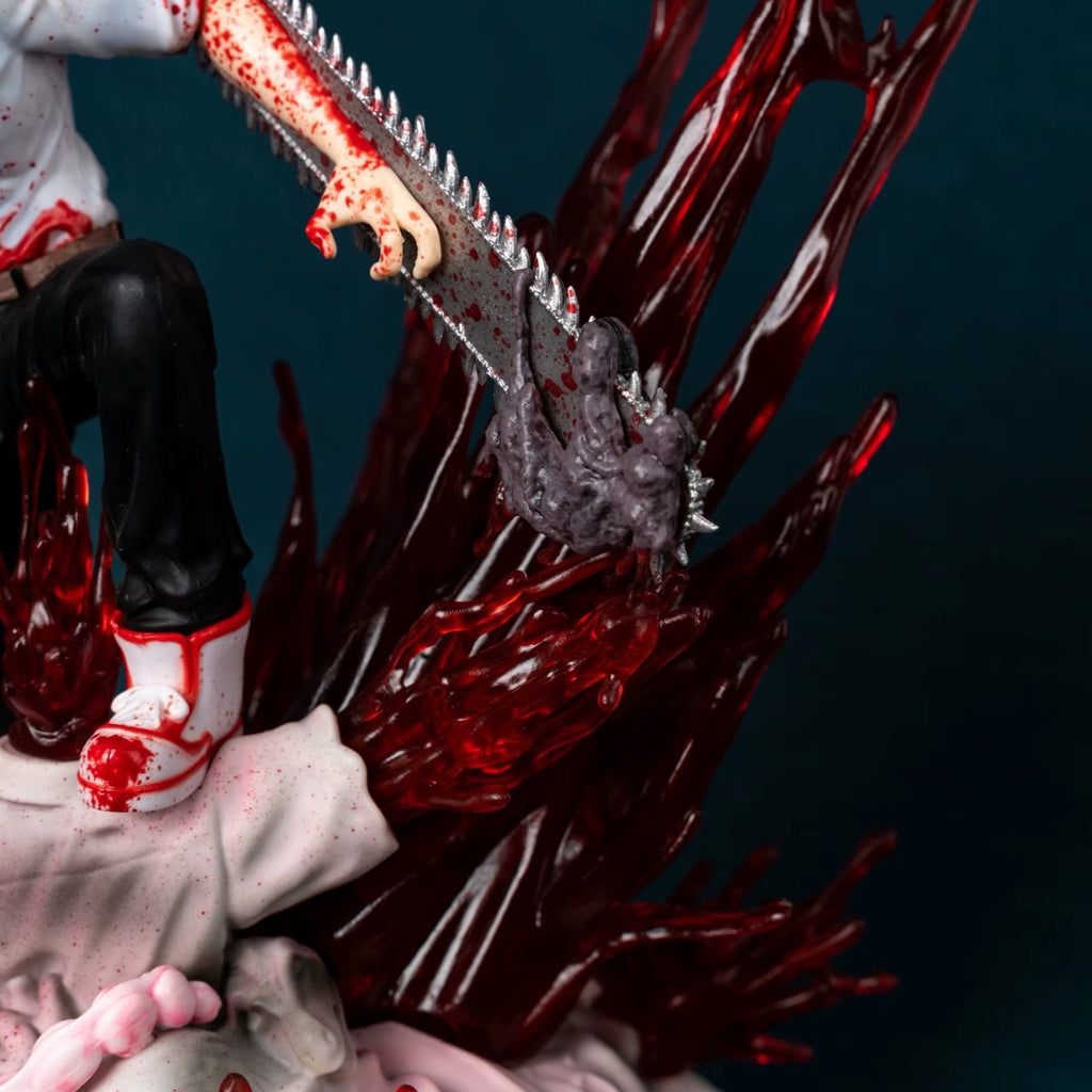 Large 29cm Chainsaw Man Denji Pochita Battle Scene Anime Figure Model Statue